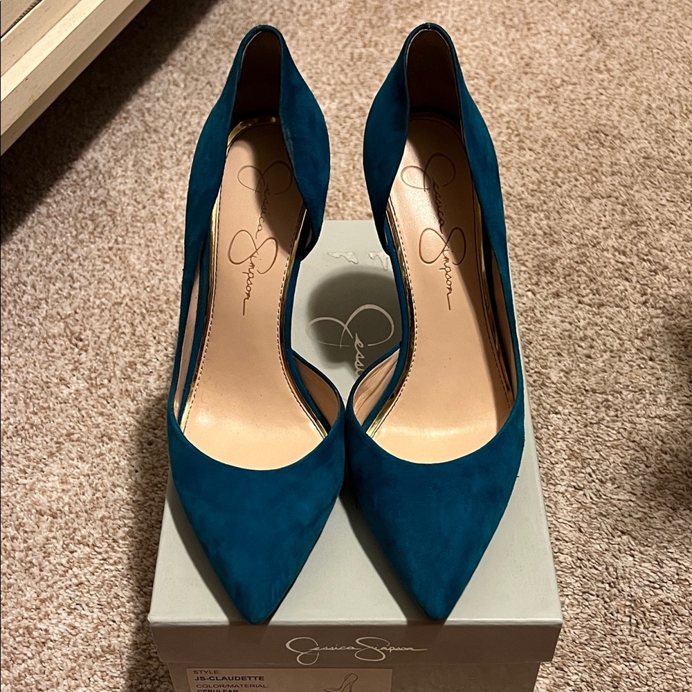 Jessica Simpson Claudette Heels in cerulean